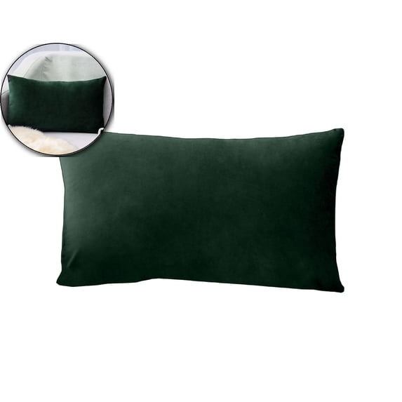 Velvet Rectangle Throw Pillow Cover – 12x20 Inch Soft Brushed Polyester Cushion Cover with Easy Closure – Washable Decor for Sofa, Bed & Home
