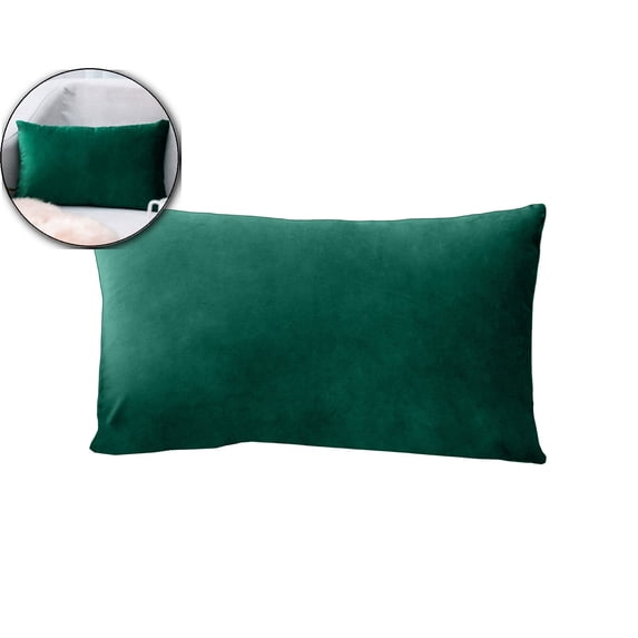 Velvet Rectangle Throw Pillow Cover – 12x20 Inch Soft Brushed Polyester Cushion Cover with Easy Closure – Washable Decor for Sofa, Bed & Home