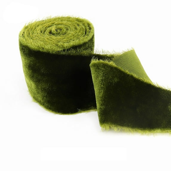 Velvet Ribbon, 1.57 Inch Handmade Frayed Vintage Christmas Ribbon for Gift Wrapping Christmas Tree Ornament Wreath Craft Home Decor, 3 Yards D