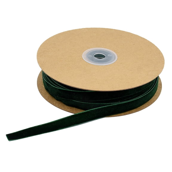 Velvet Ribbon 65.6ft, 0.4in Green Flocking DIY Jewelry Amalgam Wired Ribbon Festal Wreath Donative Wrapping Cartouche