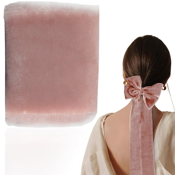 Velvet Ribbon For Bouquets 9 FT Velvet Ribbon with Hand Torn Sky Blue Silk Frayed Edge - Handmade Vintage Style for Wedding Bouquets, Gift Wrapping, Christmas Decor, Hair Bows(Pink)