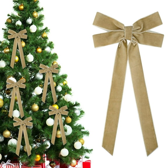 Velvet Ribbon Bows for Christmas Tree, Olive Green Velvet Bows for Ornaments, Garland, Wreath, Gift Wrapping, Party DIY Decorations, Pre-Tied Small Bows