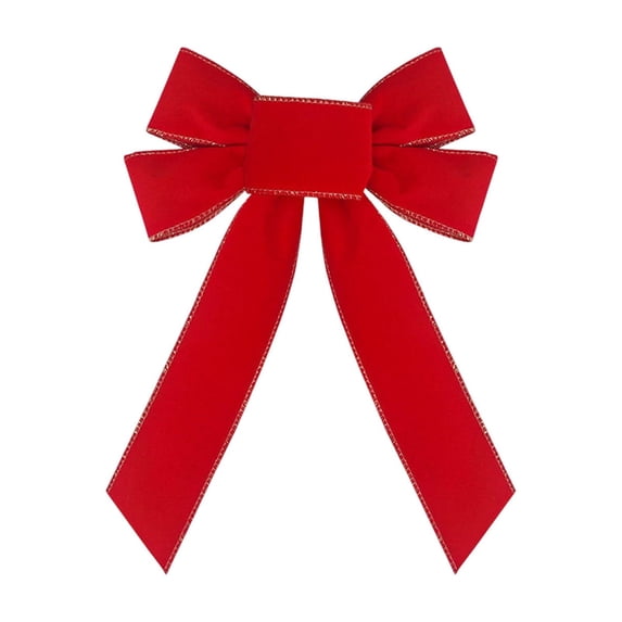 RXMEKW Velvet Ribbon Christmas Red Swallowtail Bow Decoration Wires Trims Flocking Bow