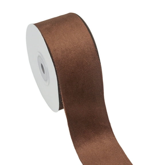 Velvet Ribbon, Continuous 5 Yards Double Faced Velvet Ribbon Great for Xmas Tree,Gift Wrapping,Bowmaking,Wreath,Wedding,Party, 1.6 Inch, Brown 1