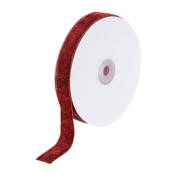 Uxcell Velvet Ribbon Single Face Spool Silky Velvet Fabric for Bouquets DIY Crafts Gift Wrapping Wedding Party Bright Red 13/16" x 10 Yard