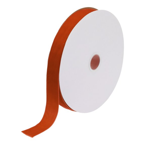 Uxcell Velvet Ribbon Single Face Spool Silky Velvet Fabric for Bouquets DIY Crafts Gift Wrapping Wedding Party Dark Orange 1" x 25 Yard