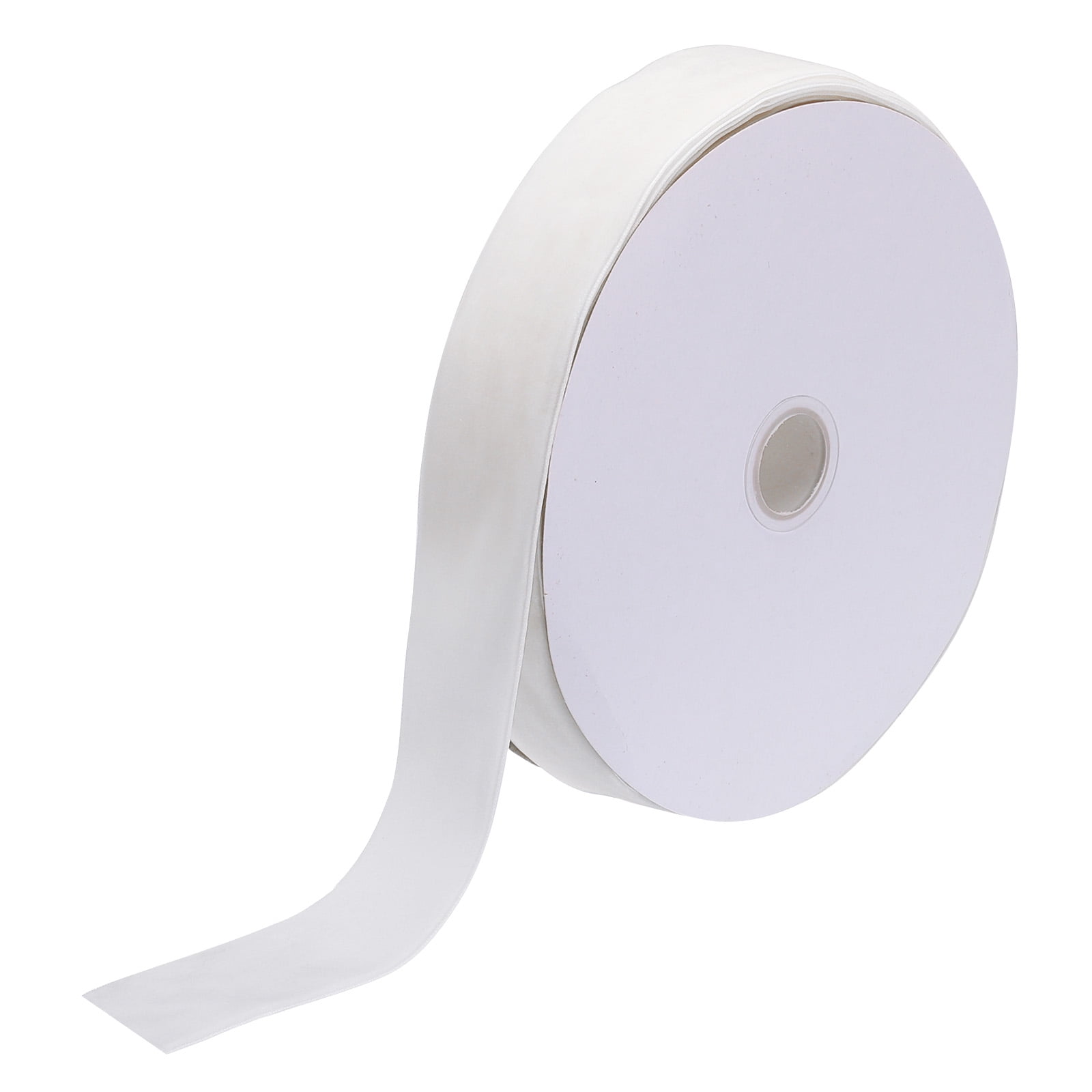 Uxcell Velvet Ribbon Single Face Spool Silky Velvet Fabric for Bouquets DIY Crafts Gift Wrapping Wedding Party White 1 1/2" x 25 Yard