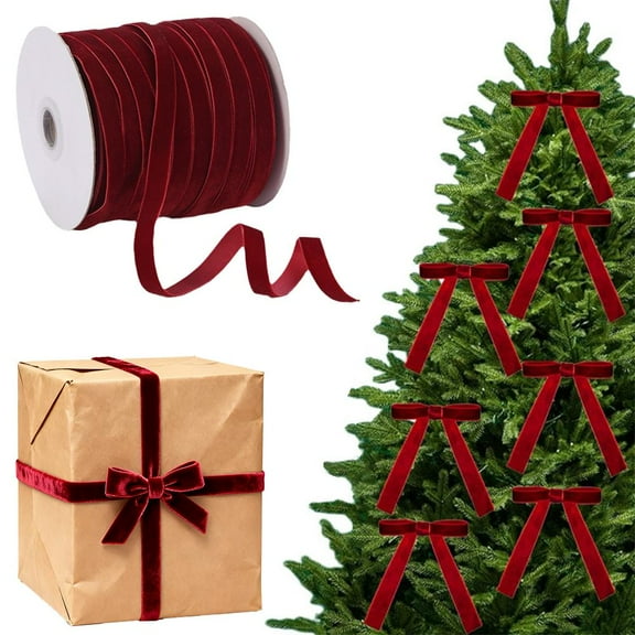 10mm Velvet Ribbon, Velvet Ribbons,Soft Luxurious Burgundy Velvets Ribbon,Burgundy R-ibbon 10mm for Christmas Tree Decorations,Crafts,Holiday Parties, Weddings