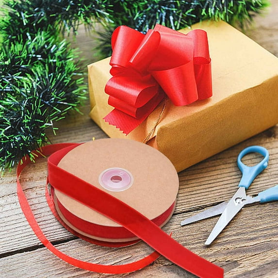 Velvet Ribbon for DIY Crafts - Single Sided Flocking Ribbon for Gift Wrapping and Bow Making, Velvet Material Ribbon for Jewelry and Decoration