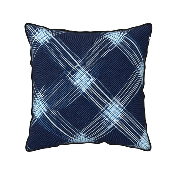 Velvet Rimmed Pillowcase Is Not Easy To Open Line Deformation Invisible Zipper Opening And Closing Only Pillowcase Does Not Contain Pillow Core Argyle Plaid Deepskyblue_4 16"X16"