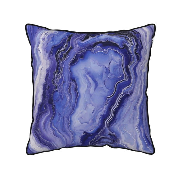 Velvet Rimmed Pillowcase Is Not Easy To Open Line Deformation Invisible Zipper Opening And Closing Only Pillowcase Does Not Contain Pillow Core Blueviolet Marble_3 18"X18"