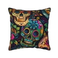 thumbnail image 1 of Velvet Rimmed Pillowcase Is Not Easy To Open Line Deformation Invisible Zipper Opening And Closing Only Pillowcase Does Not Contain Pillow Core Festive Sugar Skulls (9) 20"X20", 1 of 3