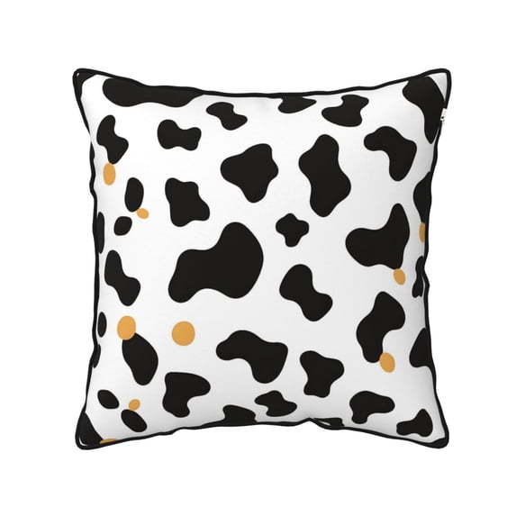 Velvet Rimmed Pillowcase Is Not Easy To Open Line Deformation Invisible Zipper Opening And Closing Only Pillowcase Does Not Contain Pillow Core Simple Cow Print Pattern, Vector Art Style_2 18"X18"