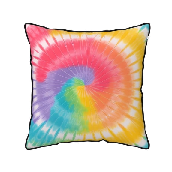 Velvet Rimmed Pillowcase Is Not Easy To Open Line Deformation Invisible Zipper Opening And Closing Only Pillowcase Does Not Contain Pillow Core Tie-Dye Pattern Rainbow Colors (2) 18"X18"