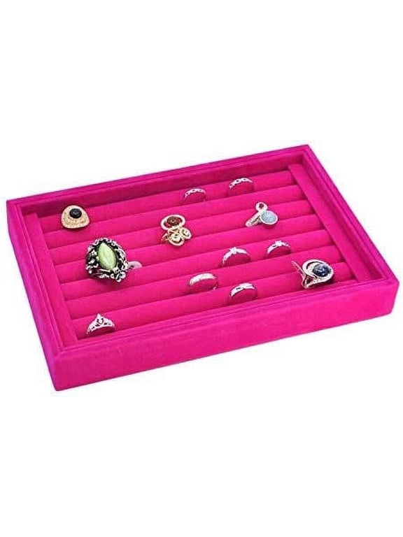 Velvet Ring Earrings Display Box, Cufflinks Trays Showcase Display Ring Insert Case Holder Organizer Great for Gifts,Hot Pink