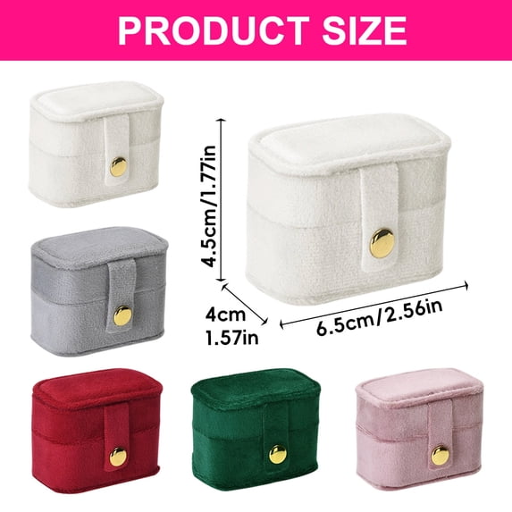 Velvet Ring Pillow Storage Box, Earring Box, Ring Box for Proposal, Compact Jewelry Holder Case, Wedding Ring, Jewelry Box with Cushion Insert, Multi-Color Earring Holder Box,2.56×1.57×1.77 in,White