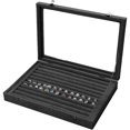 thumbnail image 1 of Velvet Ring Storage Box - Jewelry Holder with Clear Glass Lid Hold Up To Display Box Tray - Rings, Earrings, Pendants & Cufflinks, 1 of 8