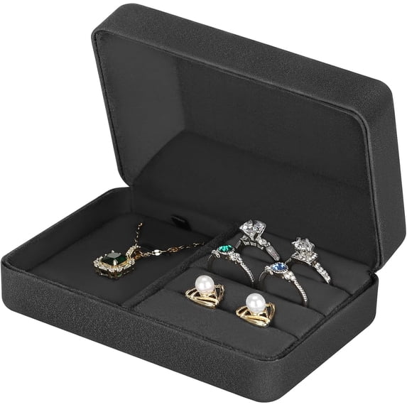 Velvet Ring Storage Box Jewelry Set Box, Velvet Gift Box for Bracelet Necklace Pendant Earring Ring, Small Travel Jewelry Storage Case (Black)