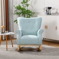 thumbnail image 1 of Velvet Rocking Chair, Modern Upholstered Accent Chair with Wing Backrest and Rubber Wood Legs, Comfortable Rocker with Padded Seat, High Back Glider Rocking Armchair for Living Room Bedroom, Blue, 1 of 7