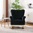 thumbnail image 1 of Velvet Rocking Chair, Modern Upholstered Accent Chair with Wing Backrest and Rubber Wood Legs, Comfortable Rocker with Padded Seat, High Back Glider Rocking Armchair for Living Room Bedroom, Black, 1 of 7