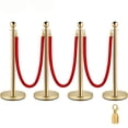 thumbnail image 1 of 4 PCS Gold Stanchions with Red Velvet Ropes-Red Carpet Party Crowd Control Poles Set,5FT Stainless Steel Posts & Safety Barriers, 1 of 8