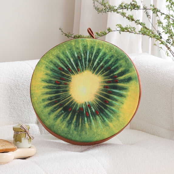 Velvet Round Decorative Pillow 15-Inch for Couch Decor (Kiwi)