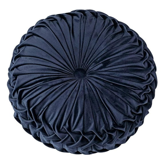 Velvet Round Decorative Pillow for Couch 15-Inch (Dark Blue)