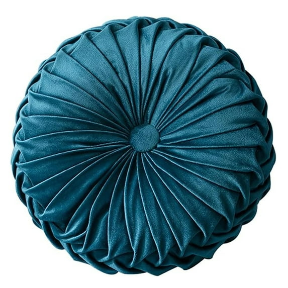 Velvet Round Decorative Pillow for Couch 15-Inch (Dark Teal)