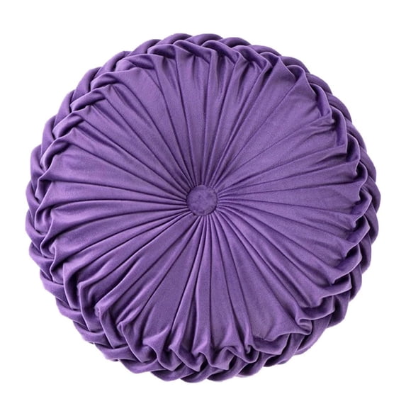 Velvet Round Decorative Pillow for Couch 15-Inch (Purple)