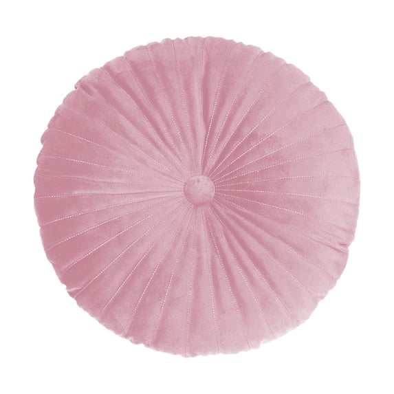 Velvet Round Decorative Throw Pillow, Pleated Pumpkin Shaped Cushion, Button Accent Floor Pillow For Sofa Bedroom