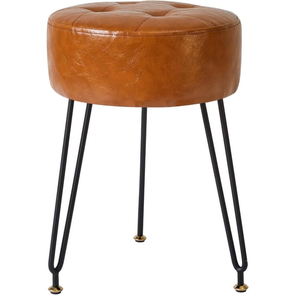 Velvet Round Footrest Ottoman, Makeup Vanity Stool Side Table, Velvet Dressing Table Seat, Pouf Couch Stool, Golden Steel Legs, Pink LG-30P