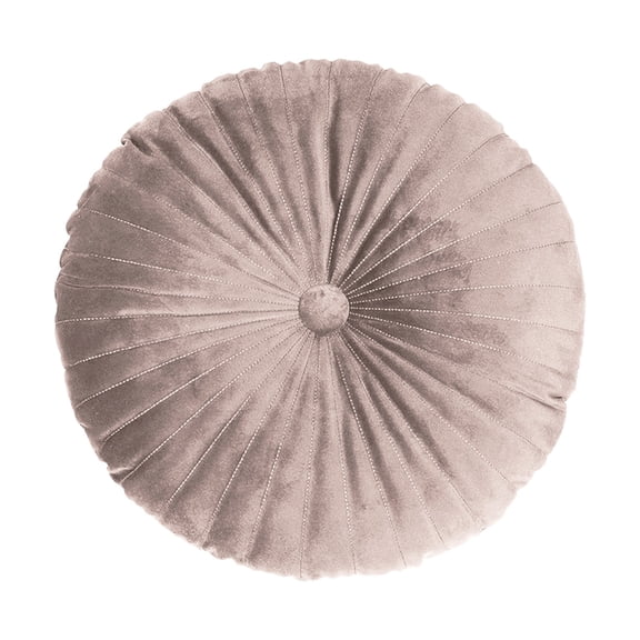 Velvet Round Pumpkin Throw Pillow With Center Button, Khaki, Decorative Floor Cushion For Sofa Couch And Chair
