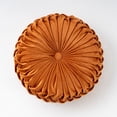 thumbnail image 1 of Velvet Round Throw Pillow Pleated Round Pillow Cushion Decoration for Couch Chair Bed Car(Yellow), 1 of 6
