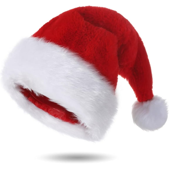 Velvet Santa Hat for Adults, Unisex Velvet Touch Comfort Christmas Hats for New Year Festive Party Christmas Supplies