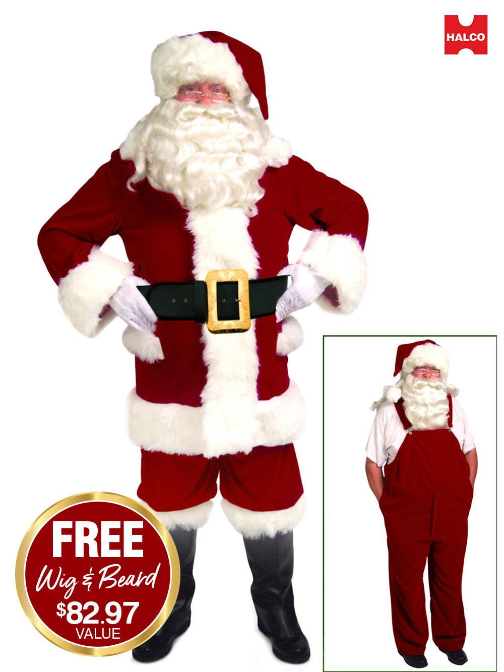 Velvet Santa with Overalls Adult Walmart