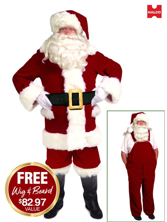 Velvet Santa with Overalls Adult