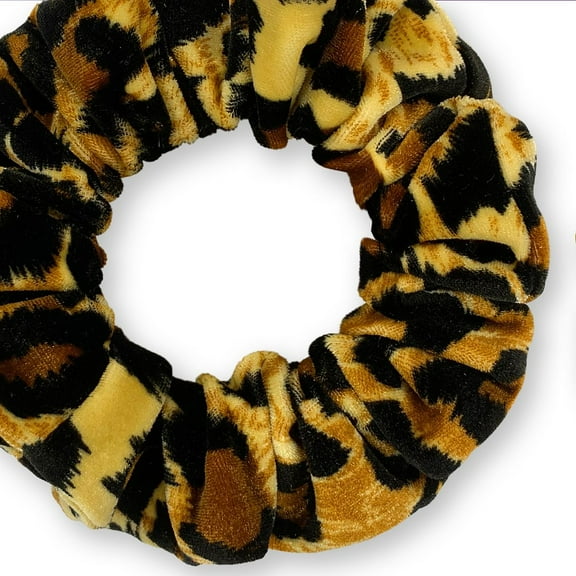 Velvet Scrunchies Jumbo Size Plush Big Ponytail Holders Thick Braided Locked Hair Big Made in the USA Leopard
