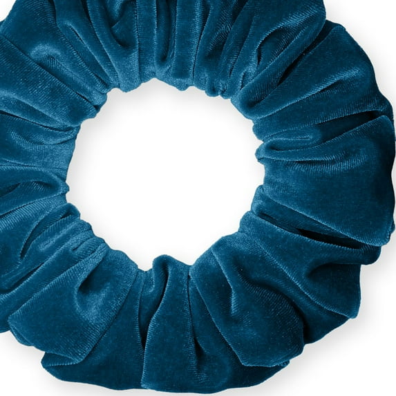Velvet Scrunchies Jumbo Size Plush Big Ponytail Holders Thick Braided Locked Hair Big Made in the USA Teal Blue