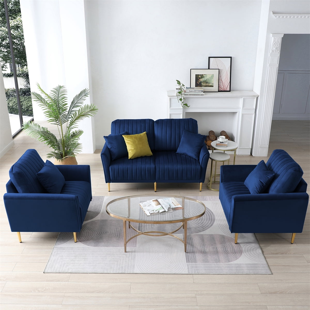 Velvet Sectional Sofa Set, Modern Sectional Sofa Couch Set