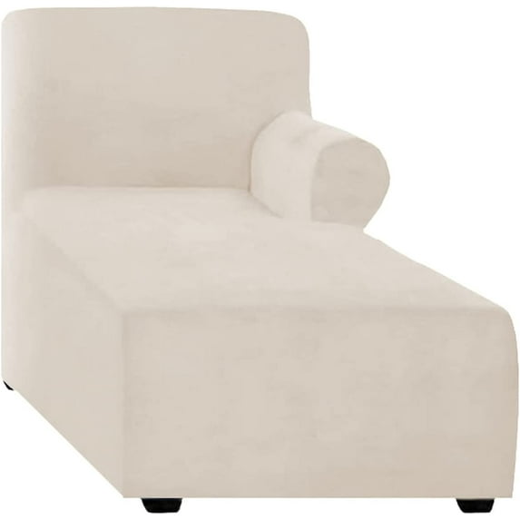 Velvet Sectional Sofa slipcover, Left/Right Thick L Shaped Couch Cover,Soft Plush Chaise Lounge Cover for loveseat sectional Sofa (Beige,Right Chaise Lounge Cover)