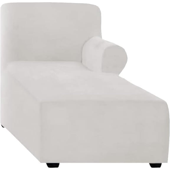 Velvet Sectional Sofa slipcover, Left/Right Thick L Shaped Couch Cover,Soft Plush Chaise Lounge Cover for loveseat sectional Sofa (Ivory,Right Chaise Lounge Cover)