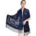 thumbnail image 1 of Velvet Shawl with Fringe Shawl for Women scarf Handmade Indian Wraps for women with Tassel, 1 of 4