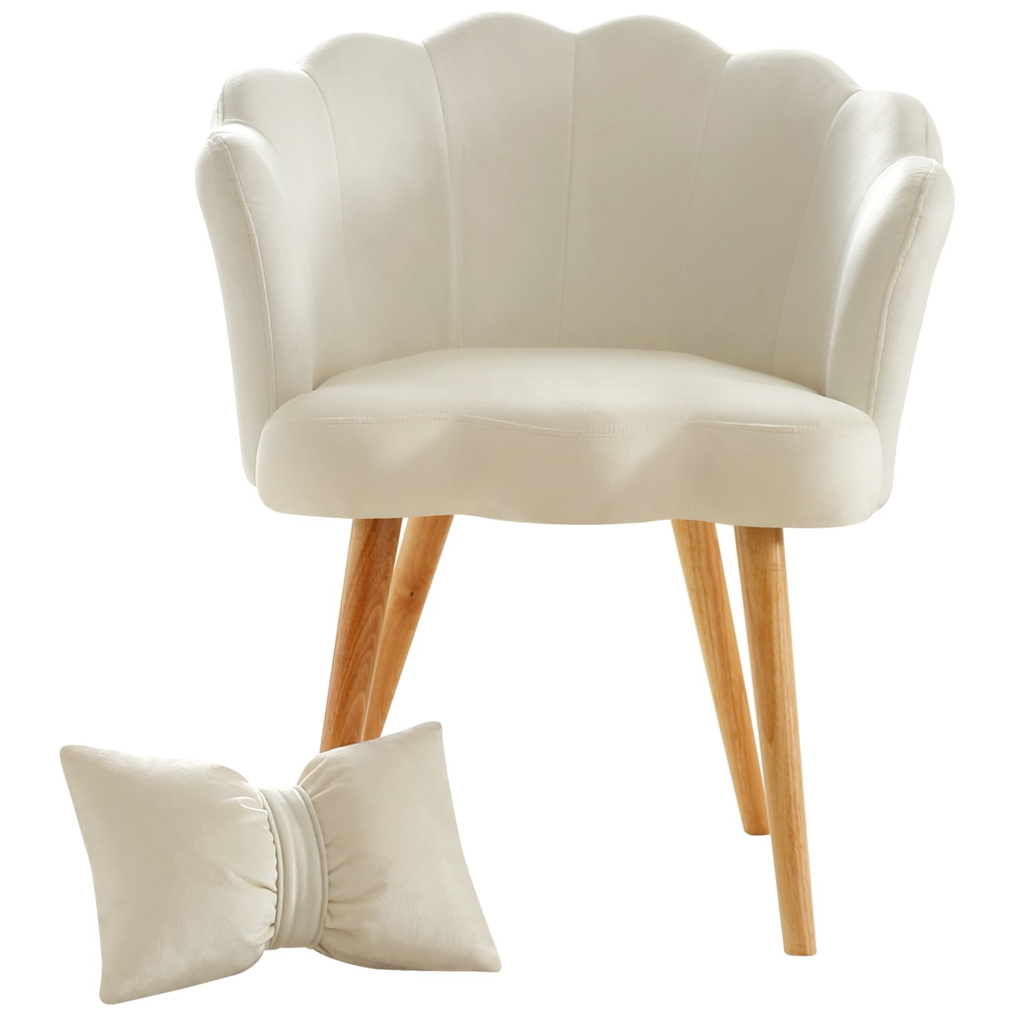Velvet Shell Chair with Waist Pillow, Upholstered Accent Chair with ...