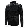 thumbnail image 1 of Velvet-Shirts for Men Long Sleeve Mock Neck Tops Mens Trendy Solid Color Stretchy Pullover Slim-Fit Basic Soft Vintage Dance Party Tshirts Shirt, 1 of 7