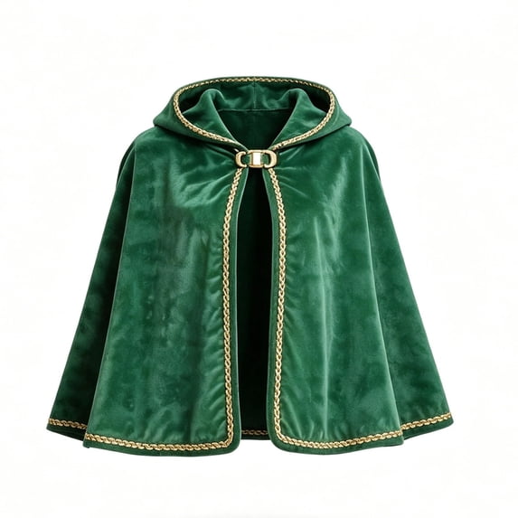Velvet Short Cape, Halloween Cape, Halloween Costume, Costume Cape Short, Women Medieval Renaissance Hooded Cape Women Velvet Short Lace Cloak Victorian Halloween Witch Cosplay, Green One Size