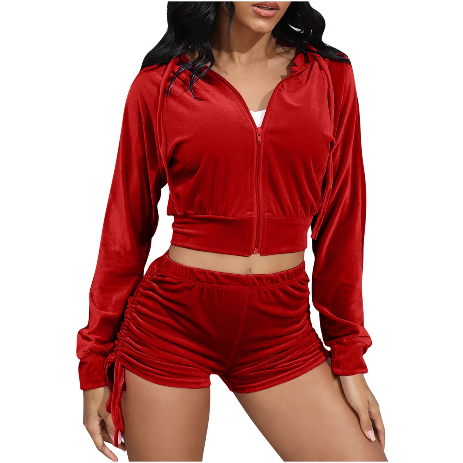 Crop Top Velvet Shorts And Top OEM Wholesale Fashion Velvet Crop