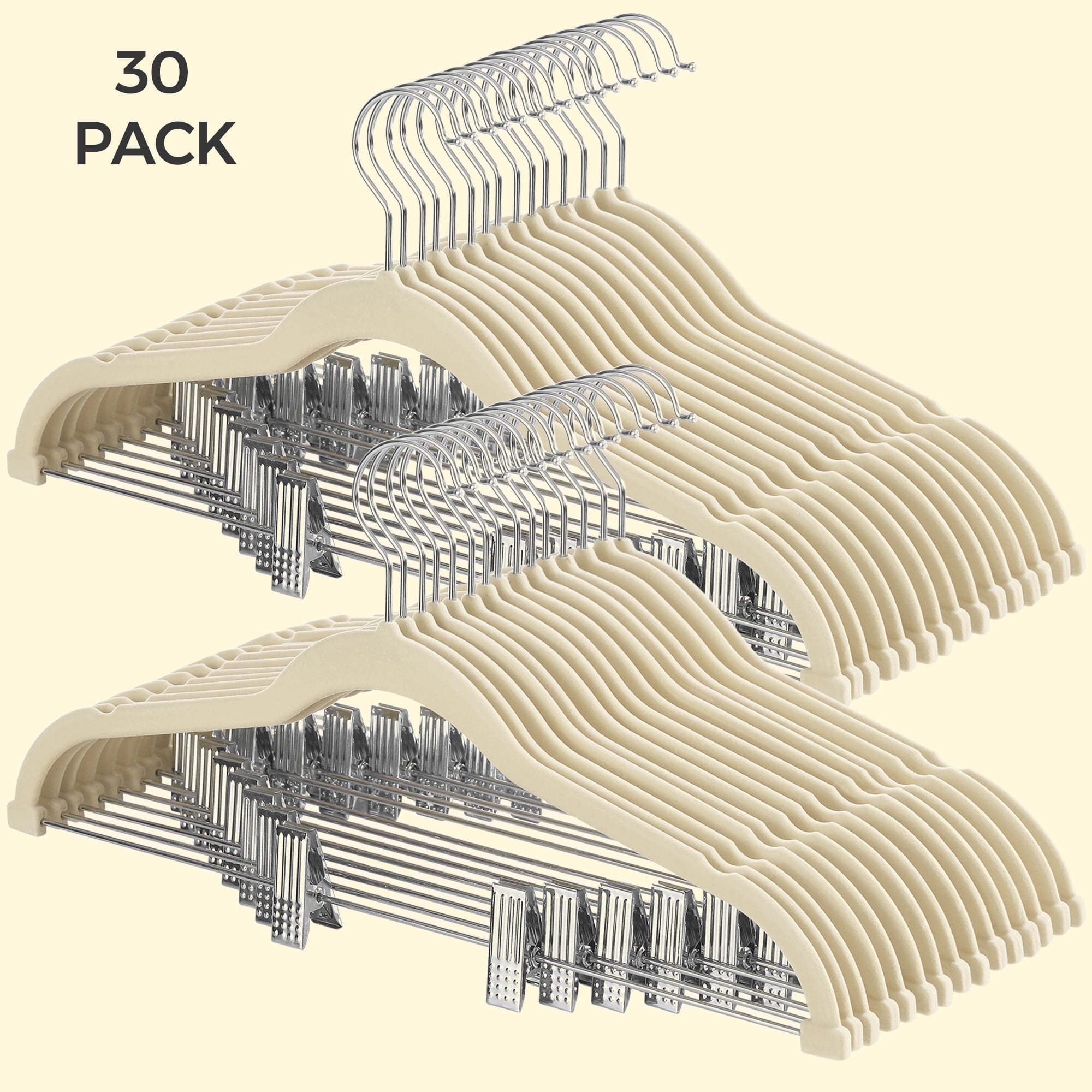 Velvet Skirt Pants Hangers 30 Packs Velvet Hangers with Adjustable Clips Non Slip Space Saving Clothes Hangers for Skirts Pant Beige - Walmart.com
