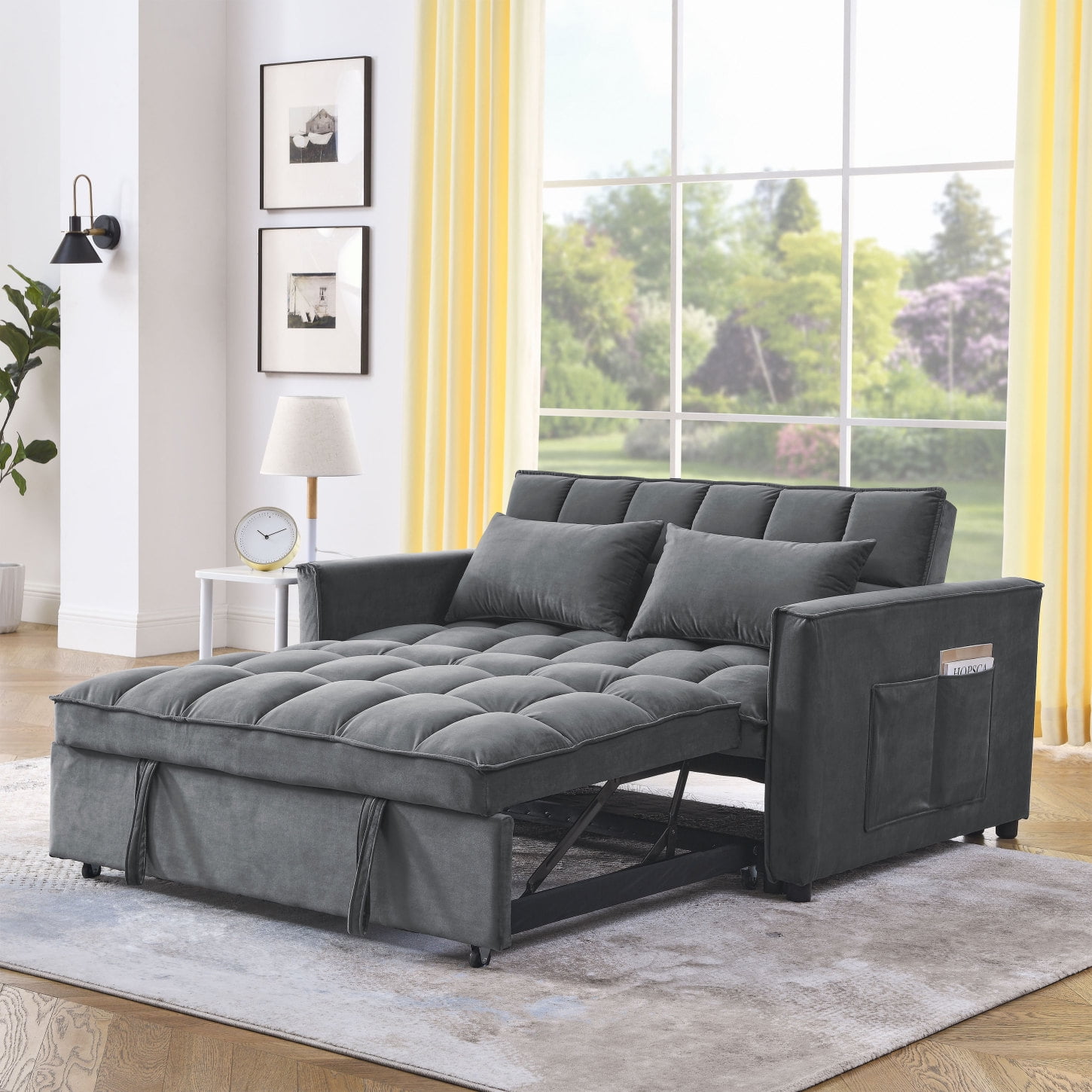 Velvet Sleeper Sofa with Versatility, 3in1 Convertible Recliner, Bed Velvet Sleeper Sofa with Versatility, 3in1 Convertible Recliner, Bed