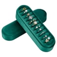 thumbnail image 1 of Velvet Small Multiple Ring Box Teal Color Oval Jewelry Organizer 7.13x2.2x2.24 Inch with Soft Velvet Lining, 1 of 5