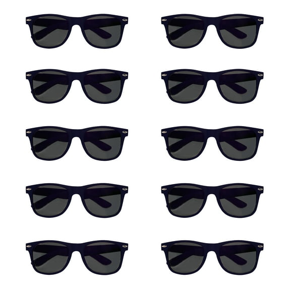 Velvet Smooth Sunglasses Set of 10, Bulk Pack - UV Protection, Perfect for Party, Beach, Pool, Outdoor Events - Navy